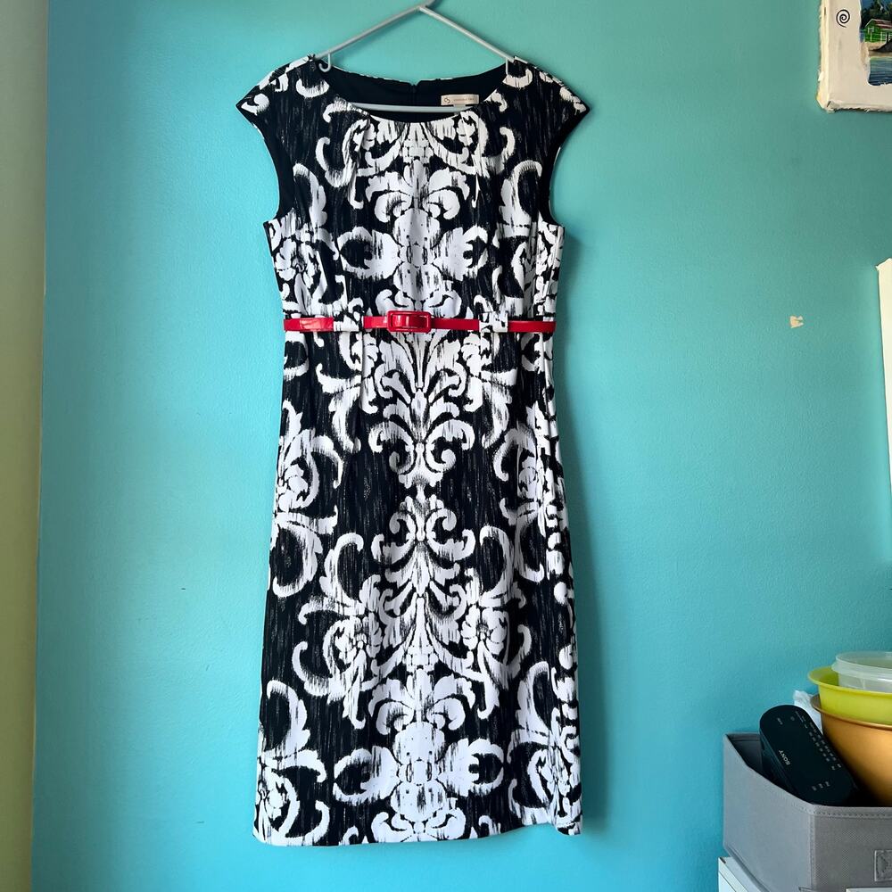Dressbarn Dress Size 10 Summer Stretch Sleeveless Womens Black & White